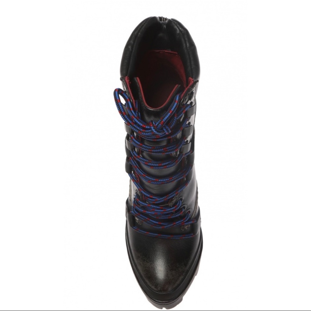 Diesel Iconic black leather wedge boot heel